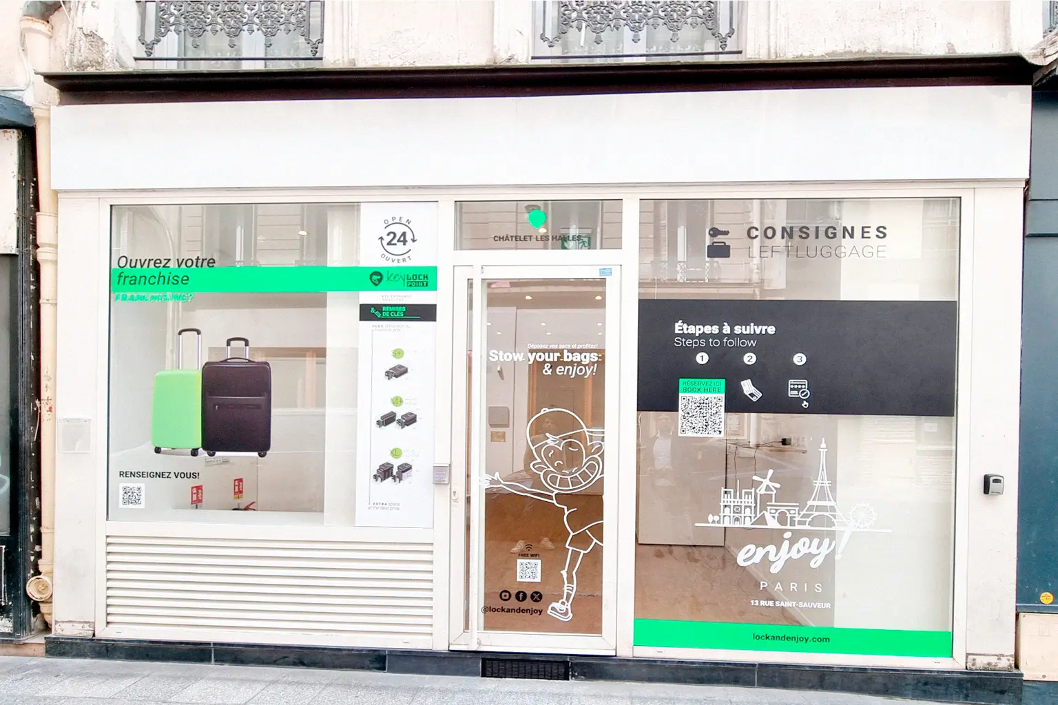 Consigne à Bagages Lock & Enjoy Châtelet Paris : Agencement & Aménagement par Xiléades, Agence Design+Build — Commercial & Professionnel par Xiléades